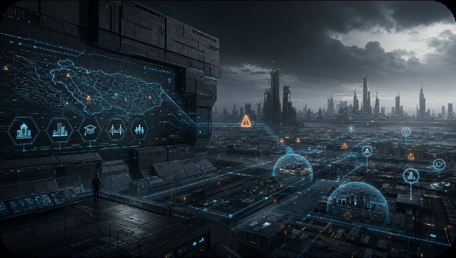 Operations overview of a connected city with live infrastructure signals